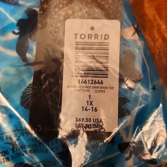 ❤️NWT VINTAGE TORRID SWIM TOP DISNEY PRINCESS ARIEL LITTLE MERMAID PLUS SIZE 2X - Picture 6 of 13